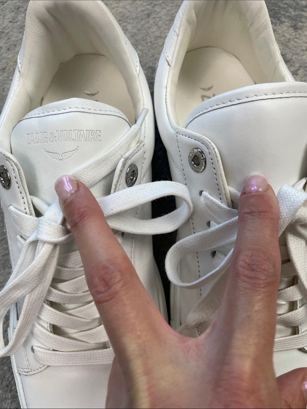 New Zadig & Voltaire Star Smooth Leather Low Top Sneakers White Sz 41 - Picture 5 of 11
